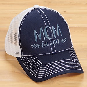 Established Mom Embroidered Navy & White Baseball Cap - 26639-N