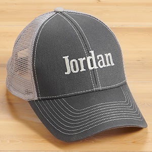 Monogram Embroidered Grey Trucker Hat - 26641-G