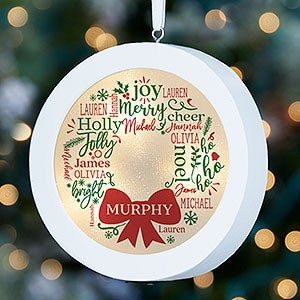 Merry Mistletoe Wreath Personalized LED Light Ornament - 26663