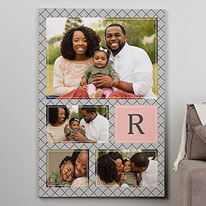 Custom Pattern Horizontal 5 Photo Collage Canvas Print - 16x20