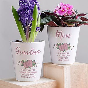Floral Special Message Personalized Mini Flower Pot - 26698