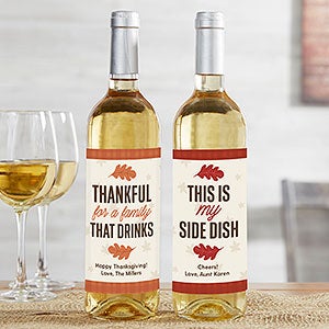 Thankful For Personalized Thanksgiving Wine Bottle Label - 26703