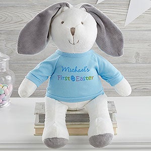 My First Easter Personalized White Bunny with Blue Shirt - 26709-WB
