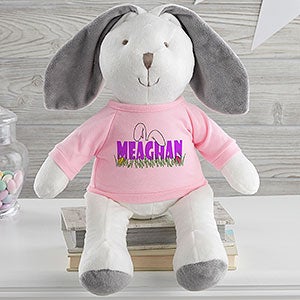 Ears to You Personalized White Bunny with Pink Shirt - 26710-WP