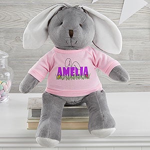 Ears to You Personalized Grey Bunny with Pink Shirt - 26710-GP