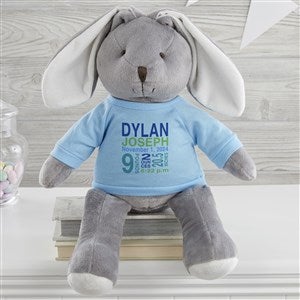 All About Baby Personalized Grey Bunny with Blue Shirt - 26712-GB