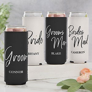 Classic Elegance Wedding Party Personalized Slim Can Cooler - 26724