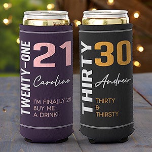 Timeless Birthday Personalized Slim Can Cooler - 26727