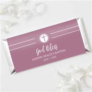 Modern Cross Girl Baptism Personalized Candy Bar Wrappers - 26743