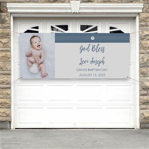 Modern Cross Boy Baptism Personalized Banner - 30x72 - 26752