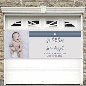 Modern Cross Boy Baptism Personalized Banner - 45x108 - 26752-L
