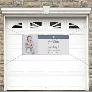 Modern Cross Boy Baptism Personalized Banner - 20x48 - 26752-S