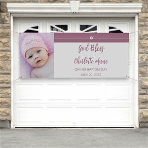 Modern Cross Girl Baptism Personalized Banner - 30x72 - 26753