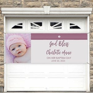 Modern Cross Girl Baptism Personalized Banner - 45x108 - 26753-L