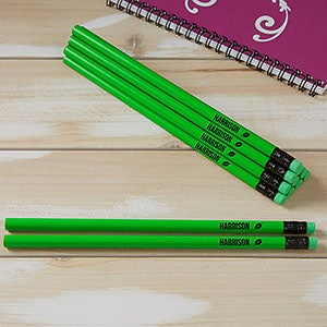 Name & Icon Neon Green Personalized Pencil Set of 12 - 26758-G
