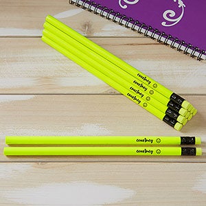 Name & Icon Neon Yellow Personalized Pencil Set of 12 - 26758-Y