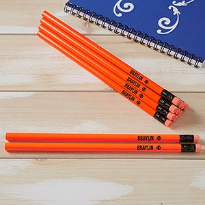 Name & Icon Neon Orange Personalized Pencil Set of 12 - 26758-O