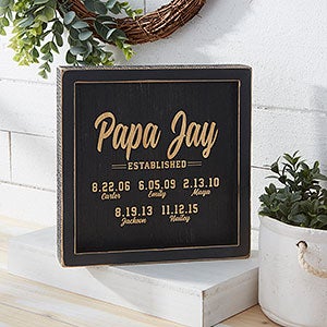 Established Personalized Distressed Black Wood Wall Art - 8x8 - 26769-8x8