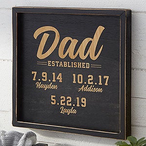 Established Personalized Distressed Black Wood Wall Art - 12x12 - 26769-12x12