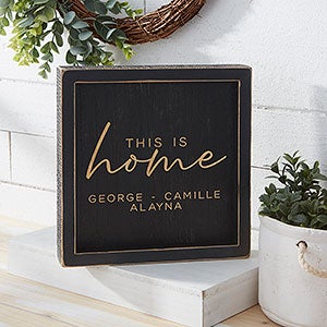 This is Home Personalized Distressed Black Wood Wall Art - 8x8 - 26772-8x8