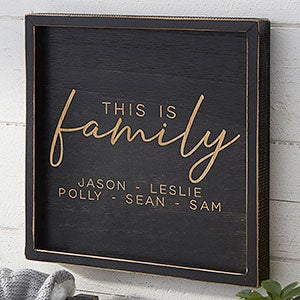 This is Family Personalized Distressed Black Wood Frame Wall Art - 12x12 - 26775-12x12
