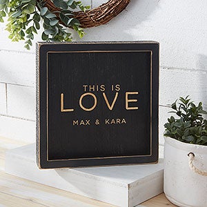 This is Love Personalized Distressed Black Wood Frame Wall Art - 8x8 - 26776-8x8