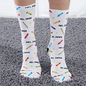 School Supplies Personalized Adult Teacher Socks - 26796