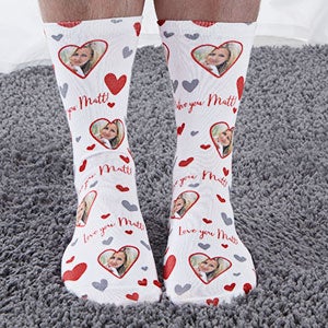 Romantic Heart Personalized Adult Photo Socks - 26831