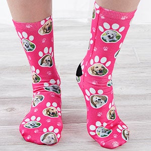 Paw Print Personalized Dog Photo Adult Socks - 26834