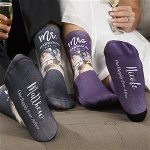 Happily Ever After Personalized Wedding Photo Adult Socks - 26885