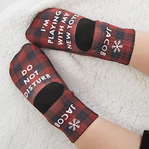 Buffalo Plaid Personalized Toddler Christmas Socks - 26901