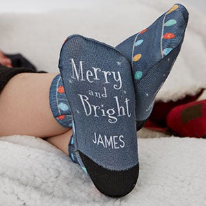 Merry & Bright Personalized Toddler Christmas Socks - 26907