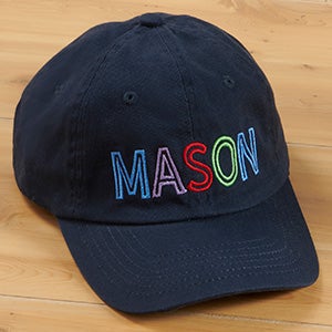 Rainbow Name Embroidered Navy Baseball Cap - 26919-N