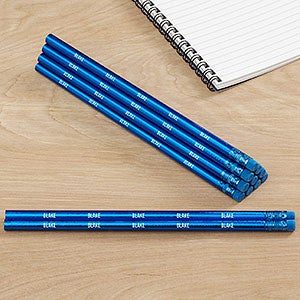 Metallic Blue Personalized Pencil Set of 12 - 26967-B