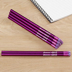 Personalised Pencil Case with12 Embossed Colouring Pencils &12 HB Pencils Purple 