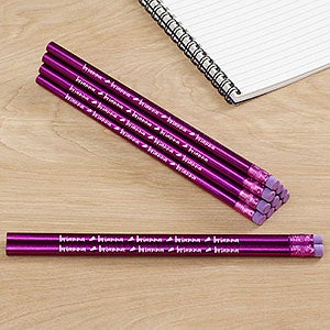 METALLIC  SILVER 12 Custom ENGRAVED Regular Pencils 