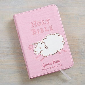 Woolly Lamb Personalized Childrens Bible - Pink - 26990-P