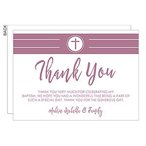 Modern Cross Girl Baptism Thank You Cards - 27016