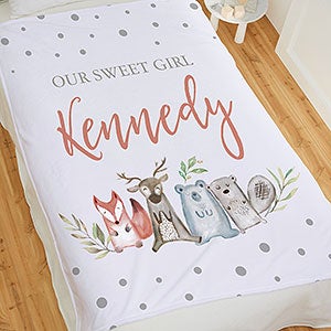 Sweet Baby Woodland Personalized 50x60 Plush Fleece Baby Blanket - 27018-F