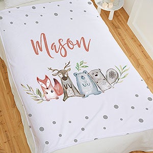 Sweet Baby Woodland Personalized 60x80 Plush Fleece Baby Blanket - 27018-FL