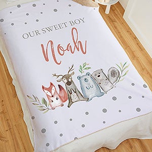 Sweet Baby Woodland Personalized 60x80 Sherpa Baby Blanket - 27018-SL