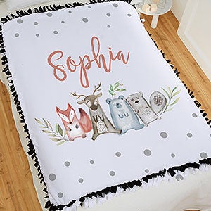 Sweet Baby Woodland Personalized 50x60 Tie Baby Blanket - 27018-T