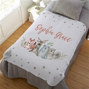 Sweet Baby Woodland Personalized 50x60 Quilted Baby Blanket - 27018-Q
