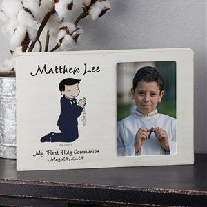 Communion Boy philoSophies® Personalized Whitewashed Off-Set Box Frame - 27042