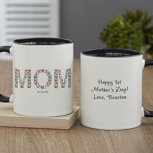 Floral Mom philoSophies® Personalized Coffee Mug 11 oz.- Black - 27046-B