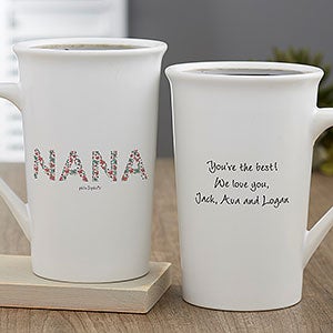 Floral Mom philoSophies Personalized Latte Mug 16 oz White - 27046-U