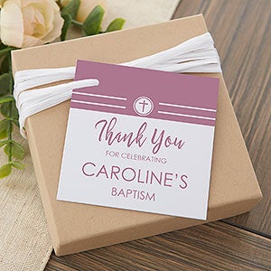 Modern Cross Girl Baptism Personalized Gift Tag - 27078