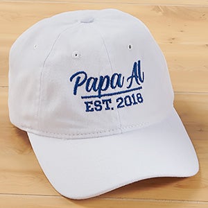 Established Grandpa Personalized White Baseball Cap - 27098-W