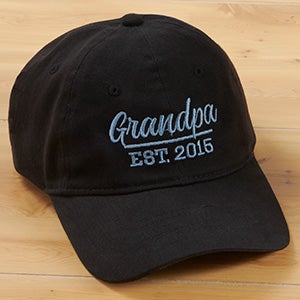 Established Grandpa Personalized Black Baseball Cap - 27098-B