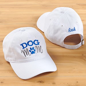 Dog Mom Personalized White Baseball Cap - 27103-W